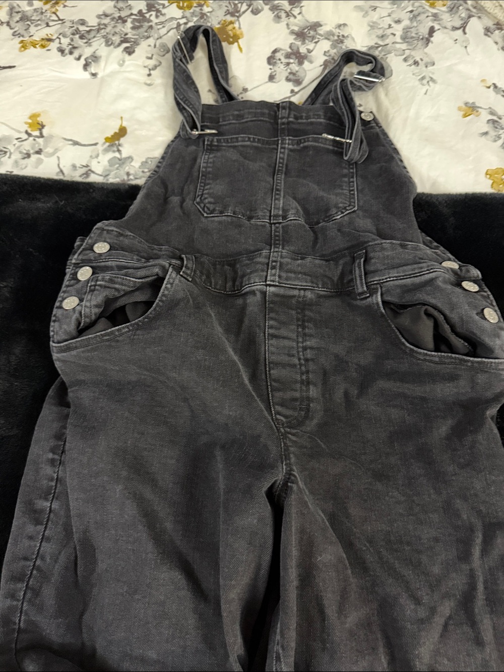 Silver Jeans Washed Black Denim Overall Jumpsuit